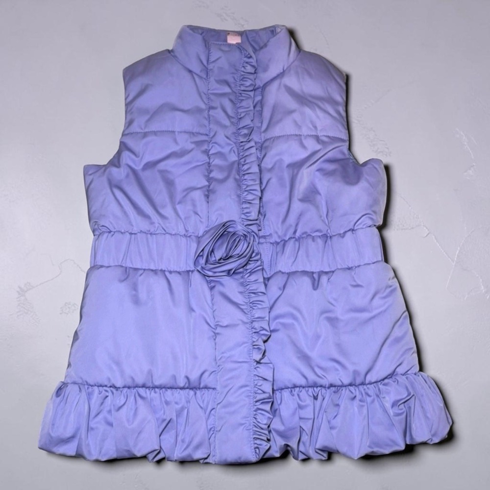 Lilly Pulitzer Youth Caylee Lavender Puffer Vest Floral Lined Size XL 12/14